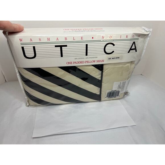 Vintage Utica Padded Pillow Sham Black & Ivory NIP! - Picture 2 of 8